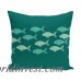 Beachcrest Home Golden Lakes Fish Line Coastal Outdoor Throw Pillow SEHO6697